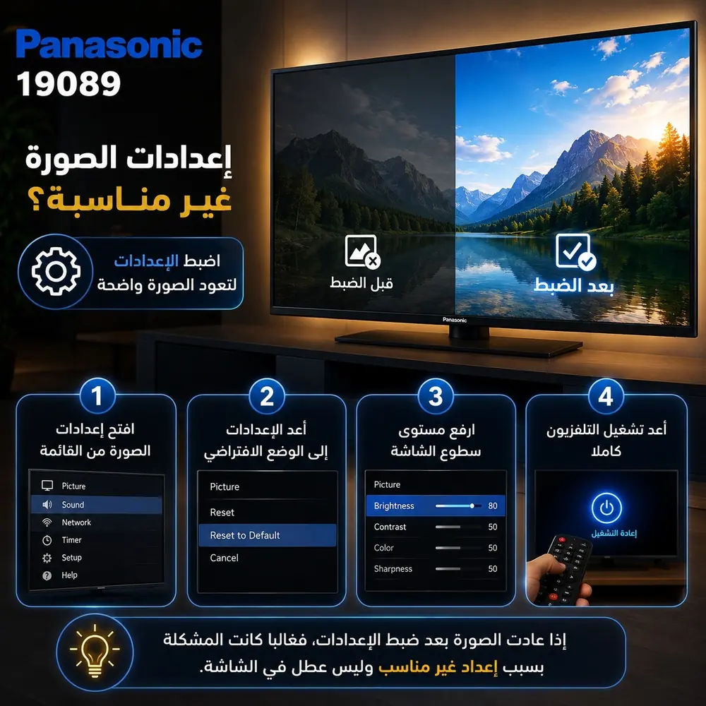 إعدادات الصورة في شاشة باناسونيك غير مناسبة